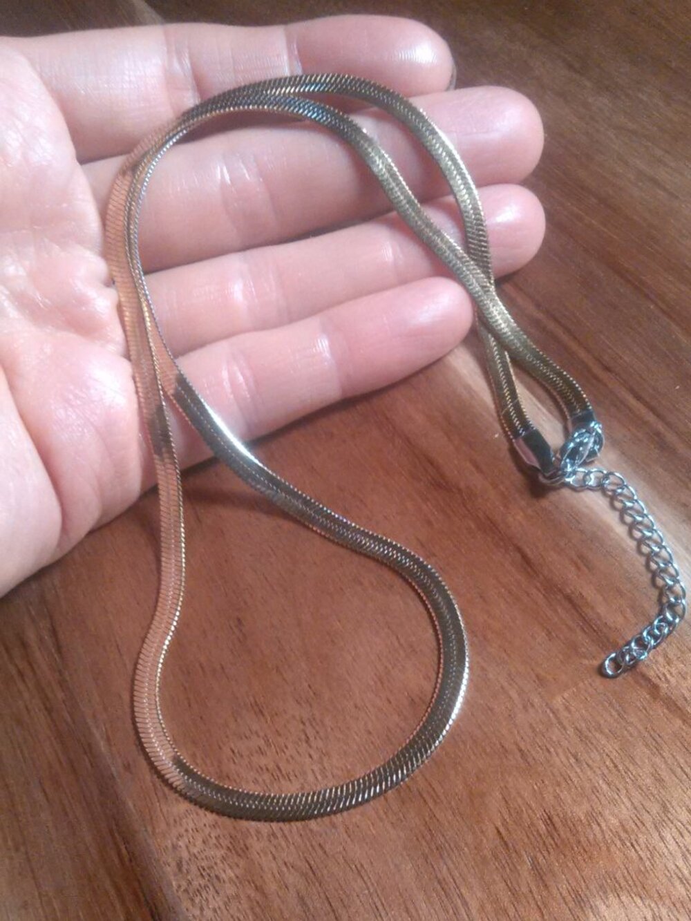 Herringbone Chain Ion Plated Yellow Gold Stainless Steel Necklace (20-22 Inch)